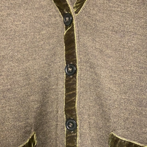 J.Crew Harlow Velvet Trimmed Cardigan in Olive Green - Picture 6 of 7
